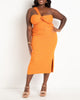 Twist Knit Midi Skirt with Slits - thumbnail