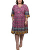 Allegra Dress Bohemian Print Tassel Tie Pink - thumbnail