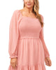 L/S SMOCKED TOP RUFFLE HEM DRESS - thumbnail