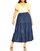 Breanne Tiered Denim Skirt - thumbnail