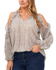 SERENE ANIMAL PRINT RUFFLED COLD SHR BLOUSE - thumbnail
