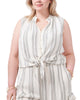 SLEEVELESS BUTTON FRONT SMOCKED SPLIT NECK - thumbnail