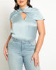 Twist Neckline Satin Blouse - thumbnail