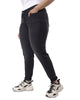 PLUS SIZE WOMEN SOLID CASUAL BLACK JEANS - thumbnail