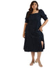 Women Solid Black Side Slit Dresses - thumbnail
