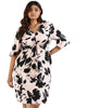 Pink Color Floral Design Drawstring Dresses For Women - thumbnail