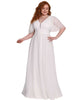 V Neck Tulle Formal Evening Dress with Ruffle Sleeves - thumbnail