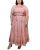 Ursula Midi Dress Fit & Flare Floral Print Pink - thumbnail