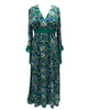 Unique Vintage Teal & Blue Psychedelic Floral Print Maxi Dress - thumbnail