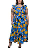 Mina Midi Dress Abstract Floral Smocked Bodice - thumbnail
