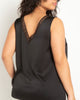 V Neck Satin And Chiffon Tank - thumbnail