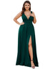 Sleeveless V-Neck Empire Waist High Slit Floor-Length Evening Dress - thumbnail