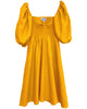 The Colette Linen On or Off the Shoulder Dress in Gold - thumbnail
