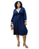 Crochet V Neck Boho Long Sleeve Dress - thumbnail