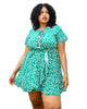 Green Swing Dress with Front Keyhole Neckline - thumbnail