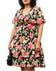 Tropical Floral Print Midi Dress with Tied Belt Waist - thumbnail
