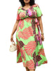 Tropical Floral Tie Waist Flowy Maxi Dress - thumbnail