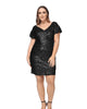 Sequin Ruched Sleeve Cocktail Dress - thumbnail