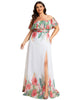 Summer Printed Chiffon Off the Shoulder A-Line Evening Dress - thumbnail