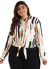 Abstract Printed Shirt Style Top - thumbnail