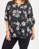 Yasmin Floral Roll-Tab Sleeve Top - thumbnail