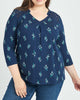 Deborah 3/4 Sleeve Pleated Top - thumbnail