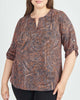 Gabriella 3/4 Roll-Tab Sleeve Blouse - thumbnail
