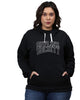 Black Hooded "Offline Society" Printed Sweatshirt - thumbnail
