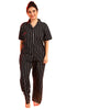Black Striped Night Wear with Trouser - thumbnail