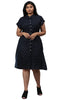 Blue Polka Dot Front Button Dress - thumbnail