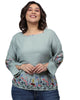 Grey Floral Border Top - thumbnail