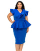 Onyx Neoprene Peplum Dress - thumbnail