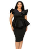 Onyx Neoprene Peplum Dress - thumbnail
