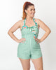 Unique Vintage Green & White Vegetable Gingham Romper - thumbnail