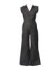 Smak Parlour Washed Black Denim Collared Jumpsuit - thumbnail