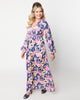 Unique Vintage Navy & Purple Floral Print Buttercup Maxi Dress - thumbnail