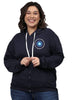 Navy Hooded "no bad vibes" Printed Sweatshirt - thumbnail