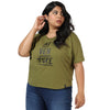Olive Green "Adventure" Text Print Tee - thumbnail
