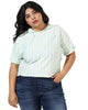 Mint Green Striped Crop Sweatshirt - thumbnail