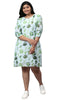 Mint Green Printed A-Line Dress - thumbnail