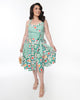 Unique Vintage Green Vegetable & Gingham Wrap Swing Skirt - thumbnail