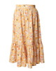 Unique Vintage Yellow Bee Print Tiered Midi Skirt - thumbnail