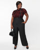 Unique Vintage Plus Size Black High Waist Suspender Pants - thumbnail