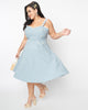 Unique Vintage Dusty Blue Daisy Pinafore Swing Dress - thumbnail