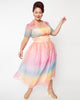 Unique Vintage Plus Size Pastel Rainbow Ombre Libby Swing Dress - thumbnail