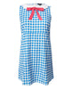 Smak Parlour Blue & White Gingham Bow Shift Dress - thumbnail