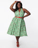 Unique Vintage 1950s Green Gingham Ladybug Halter Swing Dress - thumbnail