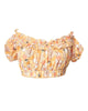 Unique Vintage Yellow Bee Print Ruffle Up Crop Top - thumbnail