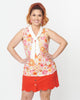 Smak Parlour Mod Floral & White Neck Tie Top - thumbnail