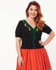 Unique Vintage Black June-O-Ween Embroidered Cropped Dandy Cardigan - thumbnail
